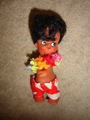 Vintage Rubber Hawaiian 5 1/2  Doll With Lei Made In Hong Kong • $6.88