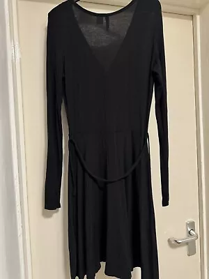 H&M Women’s Black Wrap Over Dress Size 8 Used Once Jersey Fabric • £8