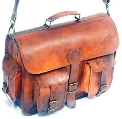 Men's Leather Laptop Genuine Messenger Shoulder  Leather Bag • £50.96