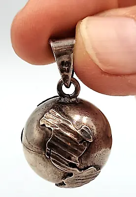 Vintage Mexican WorldGlode Ball W/Applied Continents Sterling Silver 925 Pendant • $43