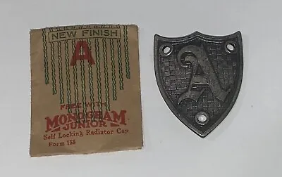 NOS 1920's-1930's Monogram Junior Radiator Motometer Cap Shield Letter A Brushed • $24.99