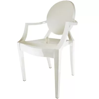 Fusion Living Ivory White Ghost Style Plastic Louis Armchair - Set Of 6 • £529