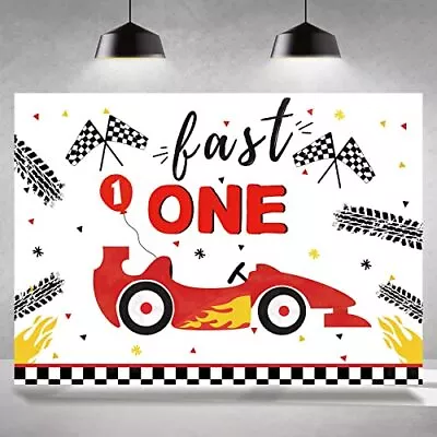 Fast One Birthday Backdrop Racing Car 1st Birthday Photography Background Hap... • $27.87