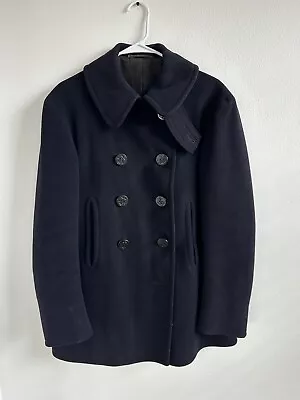 Vintage 40s/50s USCG US Coast Guard Pea Coat Men Size 40 Dark Blue Wool FLA • $89