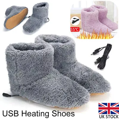 £8.54 • Buy Winter USB Warmer Foot Shoe Plush Warm Electric Slipper Feet Heated Washable UK