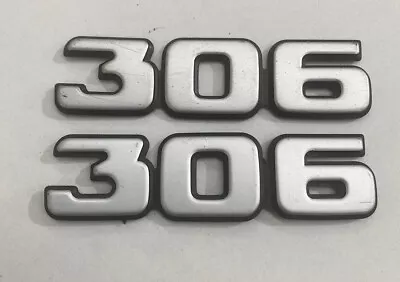 2 X Peugeot ‘306’ Badges Emblems Silver Plastic 10.5cm X 2.7cm • $30
