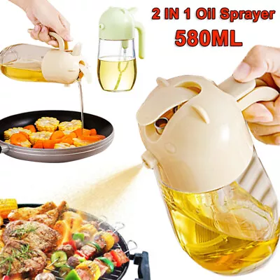 580ML 2 In 1 Dispenser Bottle Cooking Baking BBQ Spray Oil Sprayer Kitchen Tool • $15.99