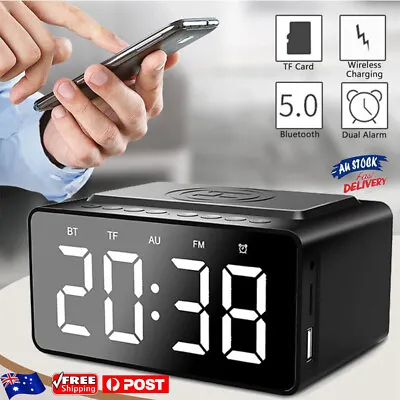 $41.39 • Buy Digital Alarm Clock Radio W/Bluetooth Speaker USB Wireless Charger LED Display