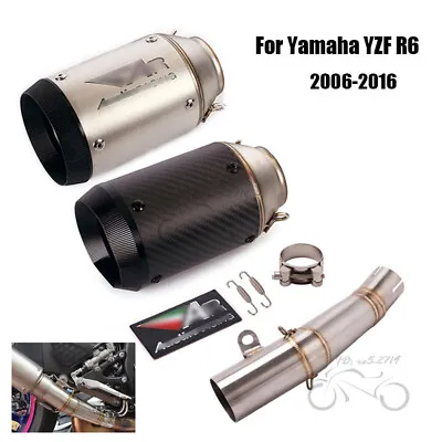 Slip For Yamaha YZF R6 2006-2016 Exhaust Tips Carbon Tail Muffler Mid Link Pipe • $137.38