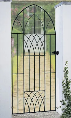 Anavio Metal Garden Gate 914mm To 991mm Gap X 1960mm H Tall Bow Top Wrought Iron • £163.20