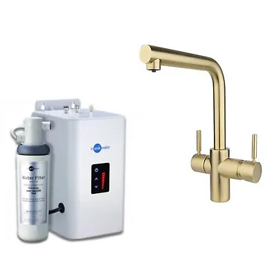 Gold- InSinkErator 3N1 L Shape Kitchen Sink Mixer Tap With Neo Tank And Filter  • £920