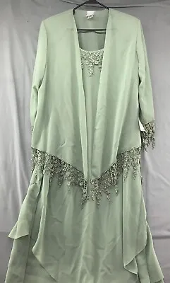 Vintage Roamans Green Dress With Jacket Size 20W Women • $26.96