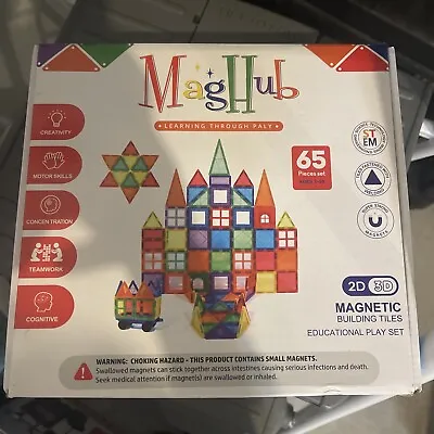 Maghub 65 Piece Set Magnetic Building Tiles • $23.39