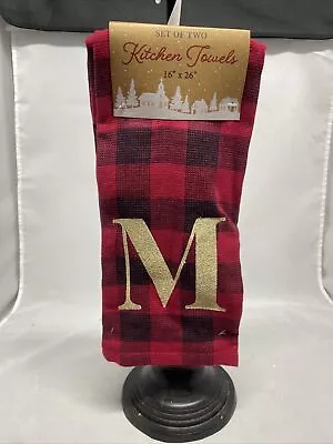 Set Of Two Monogram Kitchen Towels - M Buffalo Plaid • $12