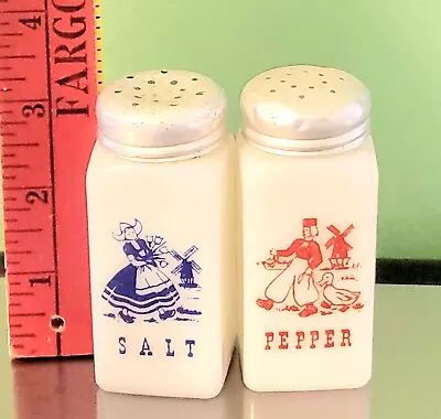 Vtg Milk Glass Dutch BOY GIRL  Salt & Pepper Shakers~ • $9.99