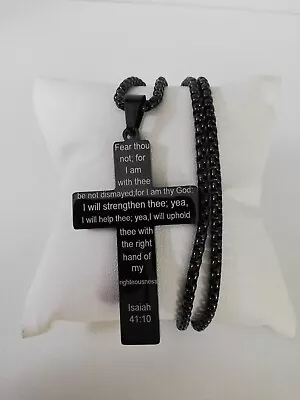 Lords Prayer Cross Necklace Stainless Steel Cross Necklace Men Cross Pendant New • $14.99