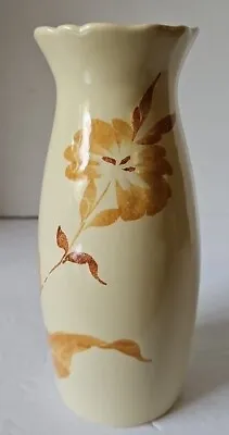 Royal Haeger 1970s Modern Deco Art Pottery Floral Leaf Design Glazed Beige Vase • $33.74