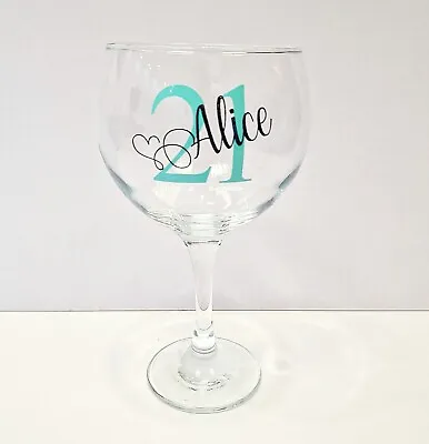 Personalised Gin Glass 18th 21st 30th 40th 50th 60th Birthday Gifts For Her Girl • £13.99
