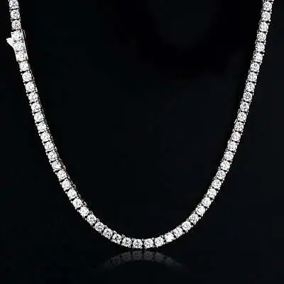 Unisex 1 Row Tennis Chain Necklace Stainless Steel Cubic Zirconia Chain  3MM 4MM • $23.74