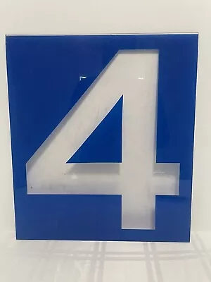 Vintage Acrylic Chevron Service Station Gas Price Number “ 4 “   15” X 17” Blue • $20