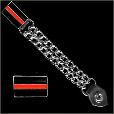 FIREFIGHTER THIN RED LINE DOUBLE CHAIN VEST EXTENDER  Biker Harley Motorcycle • $13.91