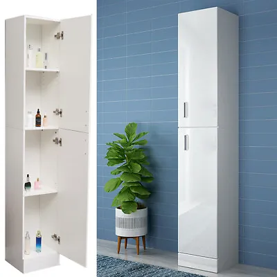 £94.90 • Buy Modern White High Gloss Tall Bathroom Cabinet Storage Furniture Unit Cupboard