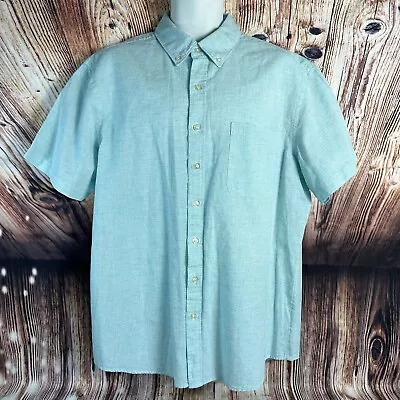 NEW Sonoma Aqua Shore Button Dress Shirt Mens Size X Large Short Sleeve Camp • $29.99