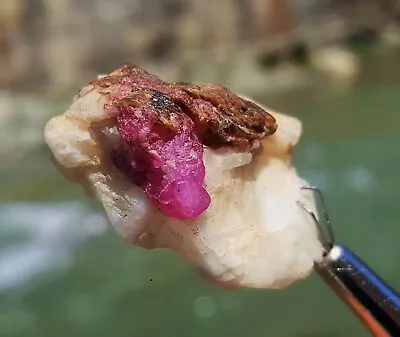 95 Carat Ruby Crystal On White Matrix Minerals Specimen From Hunza Valley • $9.99