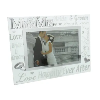 £8.97 • Buy 3D Glass Photo Frame Mr And Mrs Wedding 6x4 Bride Groom Gift