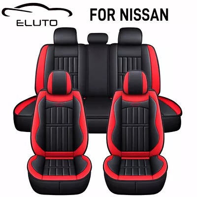 5 Seats Universal Car Seat Covers PU Leather Red Cushion Full Set For Nissan New • $79.99