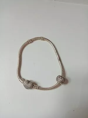 Pandora Heart Clasp Snake Rope Bracelet With Single • $65