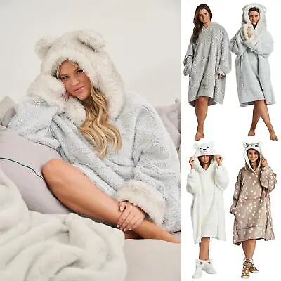 Oversized Snuggle Hoodie Long Blanket Hooded Jumper With 3D Animal Ears • £29.99