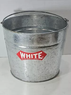 Vintage White Mop Wringer Co 10 Qt. Galvanized Pail Planter Garden Decor NOS • $29.99