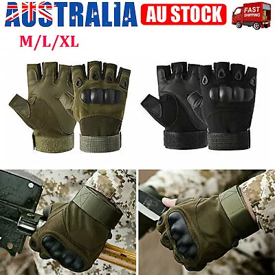 $7.59 • Buy Tactical Hard Knuckle Half Finger Gloves Army Military Airsoft Work Fingerless