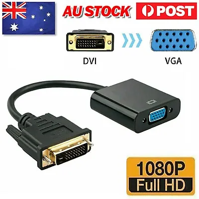 $9.99 • Buy DVI-D Pin Male To VGA Pin Female Cable HDTV Converter Desktop Monitor Adapter AU