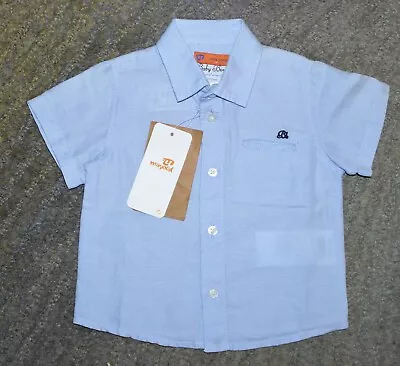 Mayoral Baby Boys Blue Short Sleeve Linen Shirt - Size 3 Months - NWT • $14.99