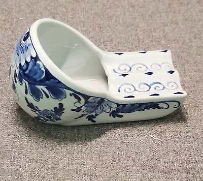 Delft Blue Ashtray Unusual Cradle Shape Hand Painted Artist Signed   • $12