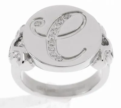 QVC Steel By Design Stainless Steel Crystal Engraved Initial Letter Ring  • $28.32