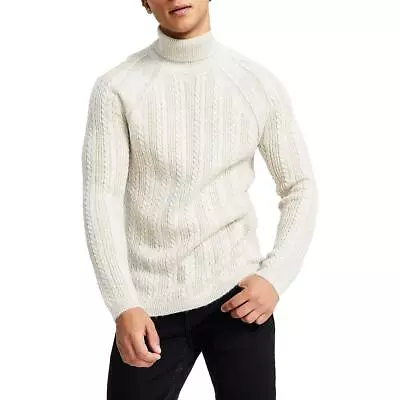 INC Mens Metallic Cable Knit Pullover Turtleneck Sweater BHFO 7368 • $15.99