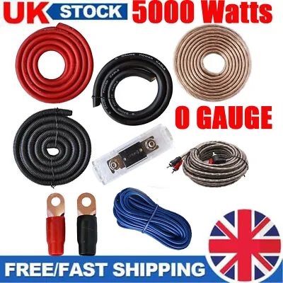 £27.47 • Buy 5000W Complete 0 AWG GAUGE Car Amp Audio Amplifier Cable Subwoofer Wiring Kit UK