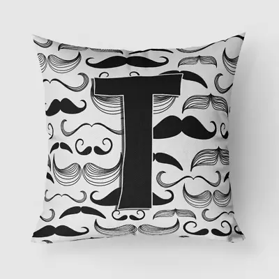 Moustache Initial Fabric Decorative Pillow Letter T • $46.68