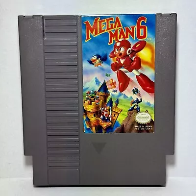 Mega Man 6 Nintendo Nes Cleaned Pins Authentic Tested & Working Free Shipping • $69.97