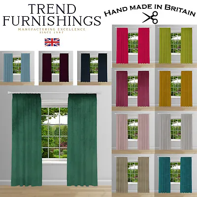 Velvet Curtains Made To Measure Bespoke Pair Pencil Pleat Curtains Handmade I Uk • £193.95