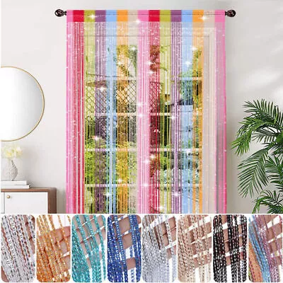 Hanging String Curtains Window Beaded Panels Door Fly Screen Room Divider Tassel • £4.69