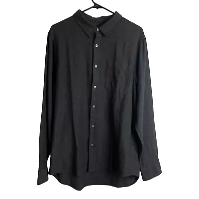Buck Mason Draped Twill One Pocket Shirt Large Mens Grey Button Up Long Sleeve • $59.95