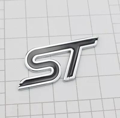 ST Black Silver Car Badge Emblem Sticker Decal Fits Ford Focus Fiesta Ranger • $14