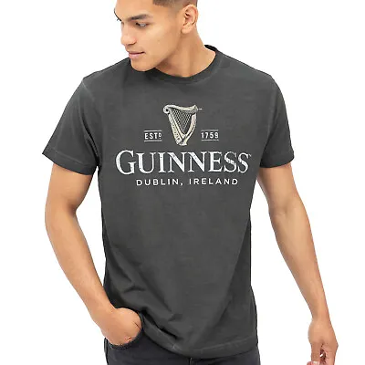 £13.99 • Buy Guinness Mens T-shirt Harp Logo Acid Wash Vintage Black S-XXL Official