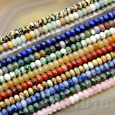 4x6mm Faceted Natural GemStone Rondelle Spacer Loose Beads Strand 15.5  • $7.99