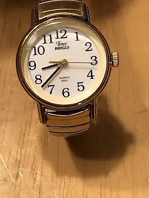 VINTAGE TIMEX INDIGLO GOLD TONE Watch - Stainless - H20 Resistant New Batt - Exc • $16.95