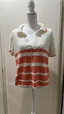 Vintage Mademoiselle Knit Top USA Orange & White (B-1) • $30